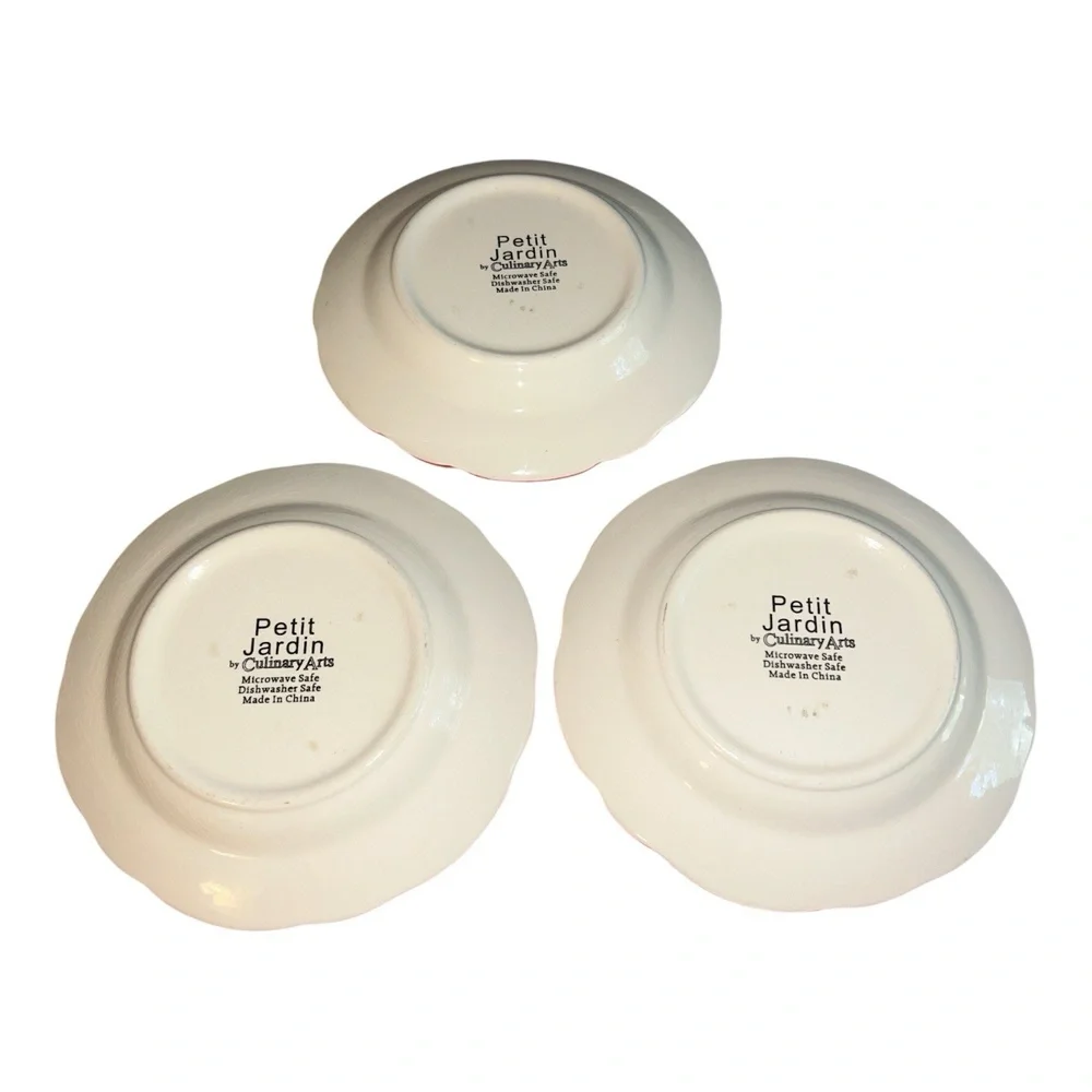 Petit Jardin Culinary Arts Set‎ of 3 Salad Plates 7.9” Yellow Red Blue